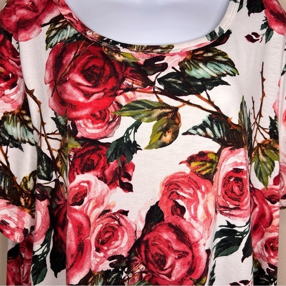 3XL LULAROE WHITE PINK FLORAL DRESS SHIFT STYLE SHORT SLEEVE STRETCH - Picture 6 of 13